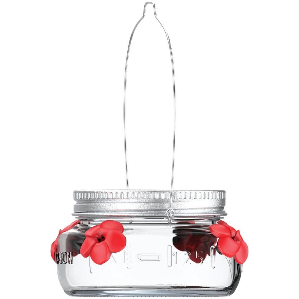 Clear Glass and Metal Hanging Hummingbird Feeder