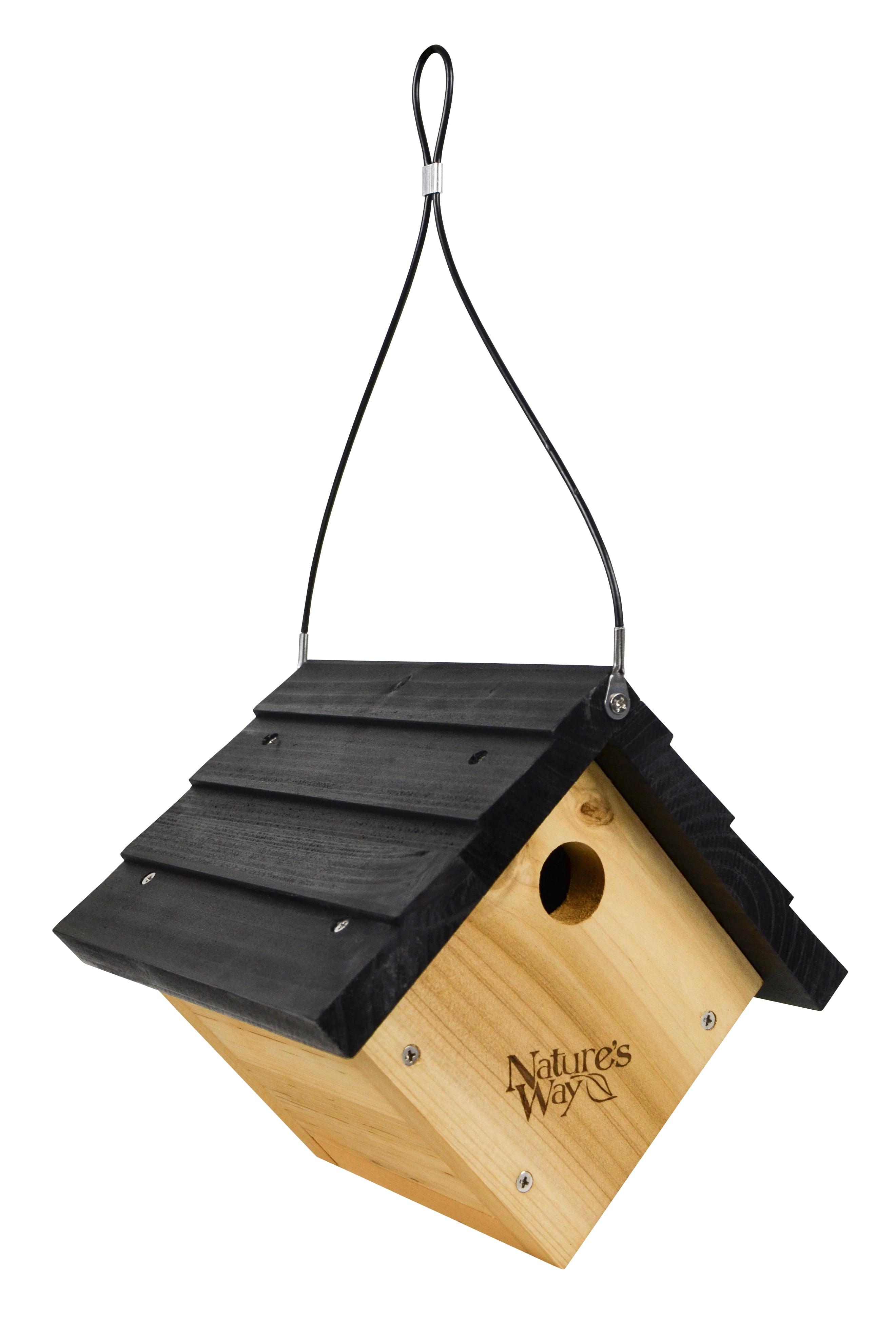 Nature's Way Cedar Hanging Wren Bird House with Black Roof