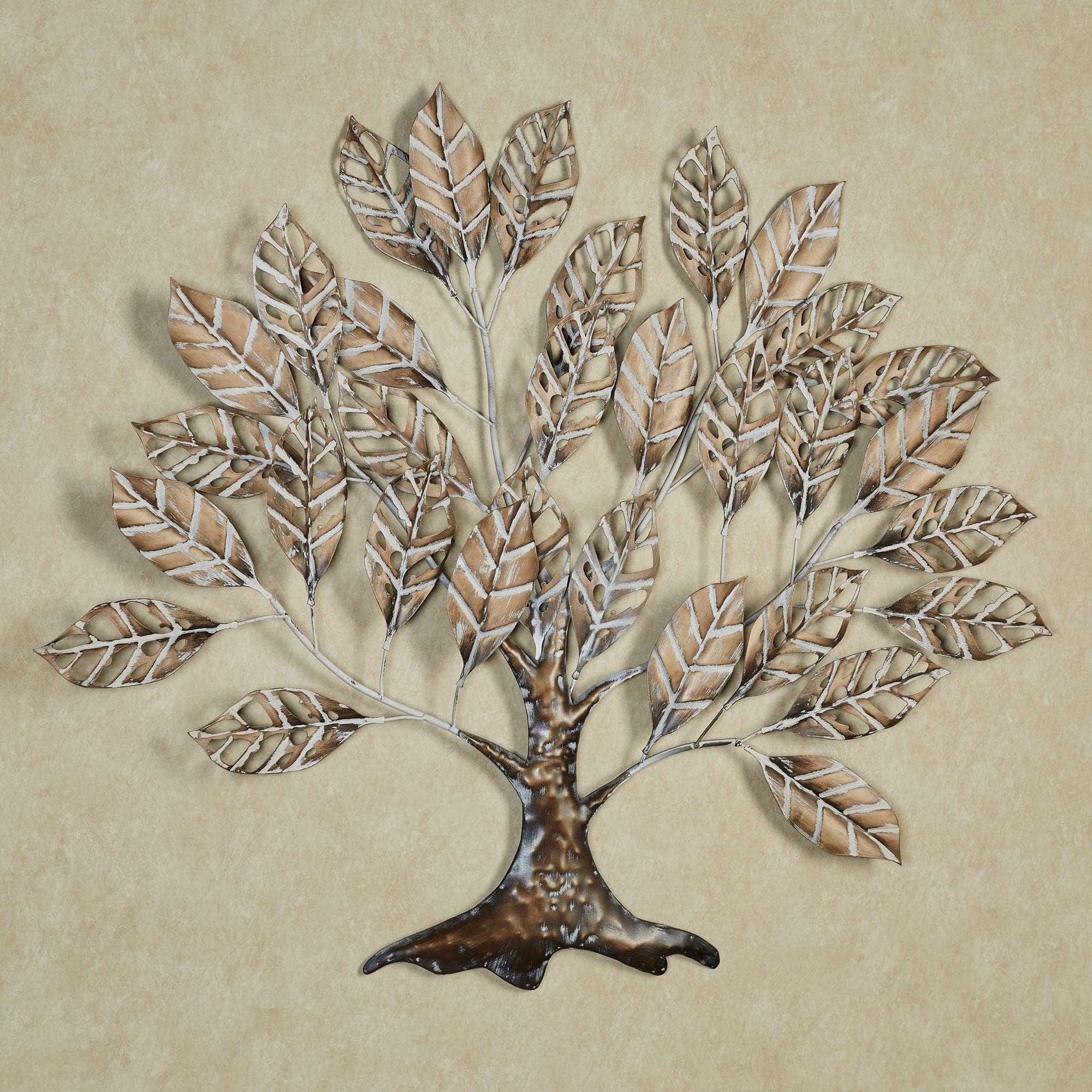 Burnished Gold and Brown Metal Tree Wall Art Sculpture