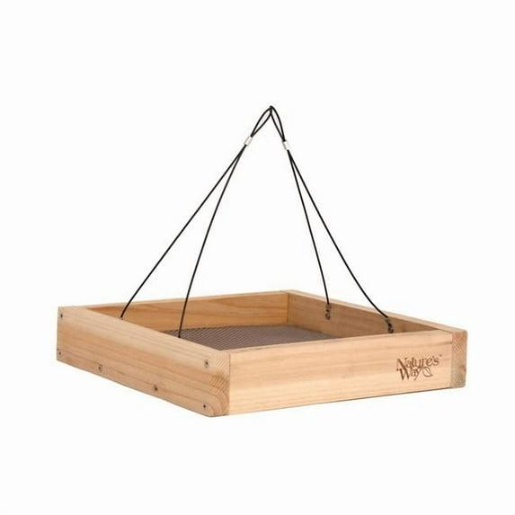 Nature's Way Cedar Tray Bird Feeder: Weather-Resistant Wood, No Assembly, 12x12 Hanging Design