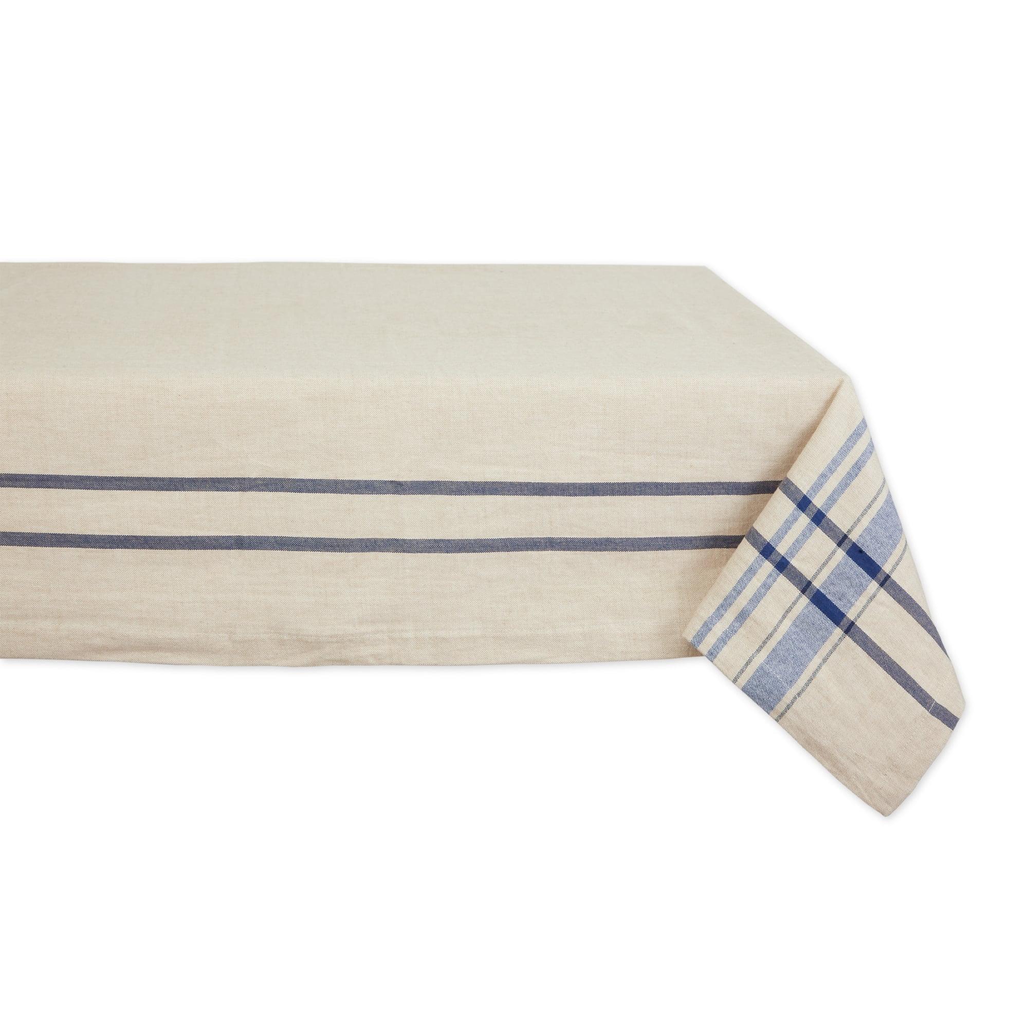 Nautical Blue French Stripe Tablecloth 60x104