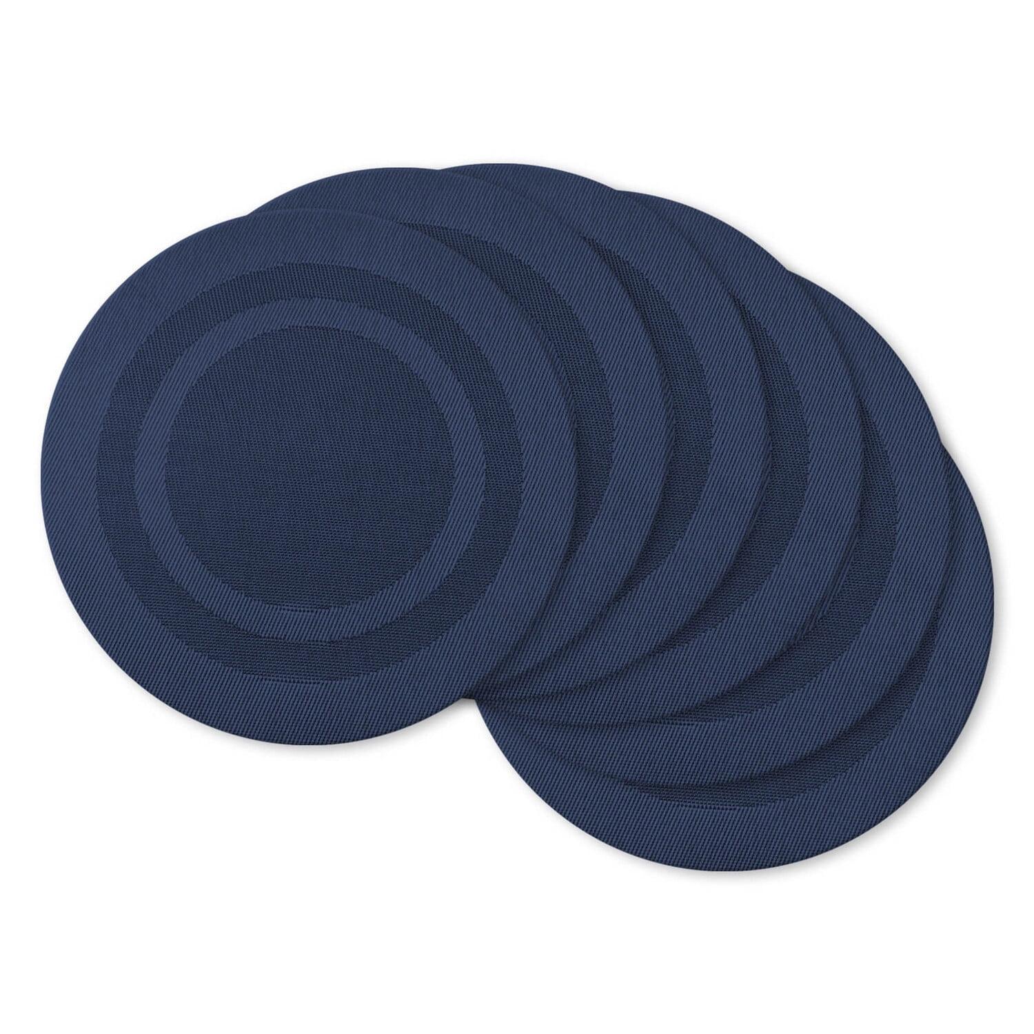 Nautical Blue Round PVC Doubleframe Placemats Set of 6