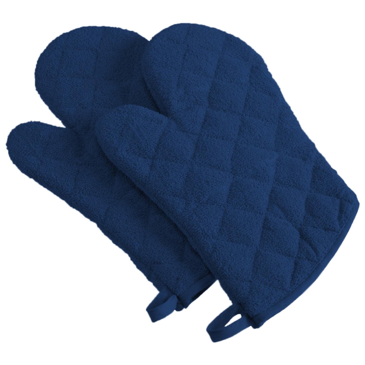 Nautical Blue Cotton Quilted Oven Mitt Set