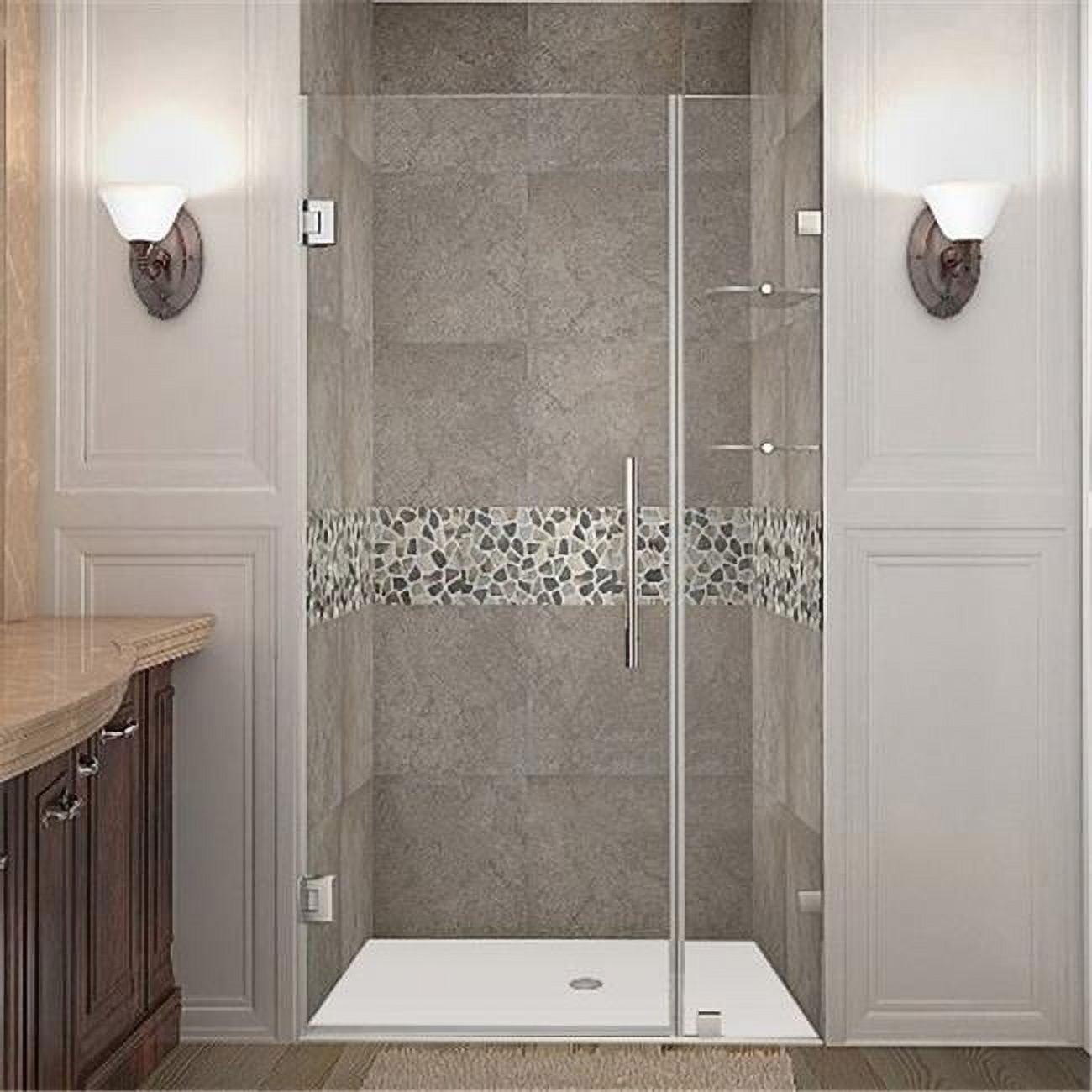 Nautis 41 x 72 Inch Frameless Clear Glass Hinged Shower Door