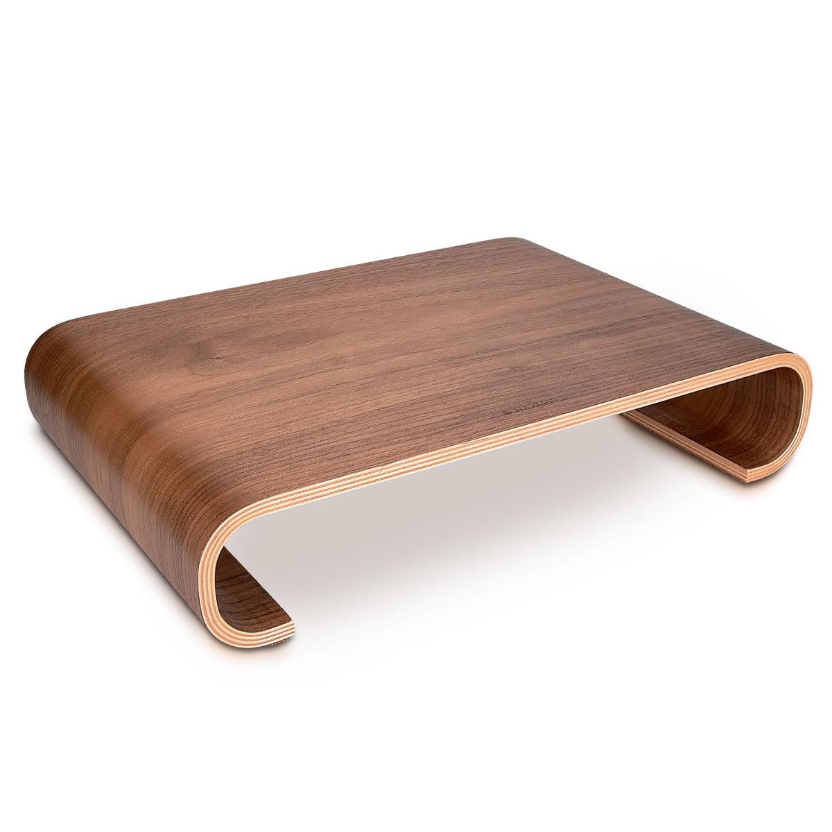 Walnut Wood Curved Desktop Monitor Stand Riser