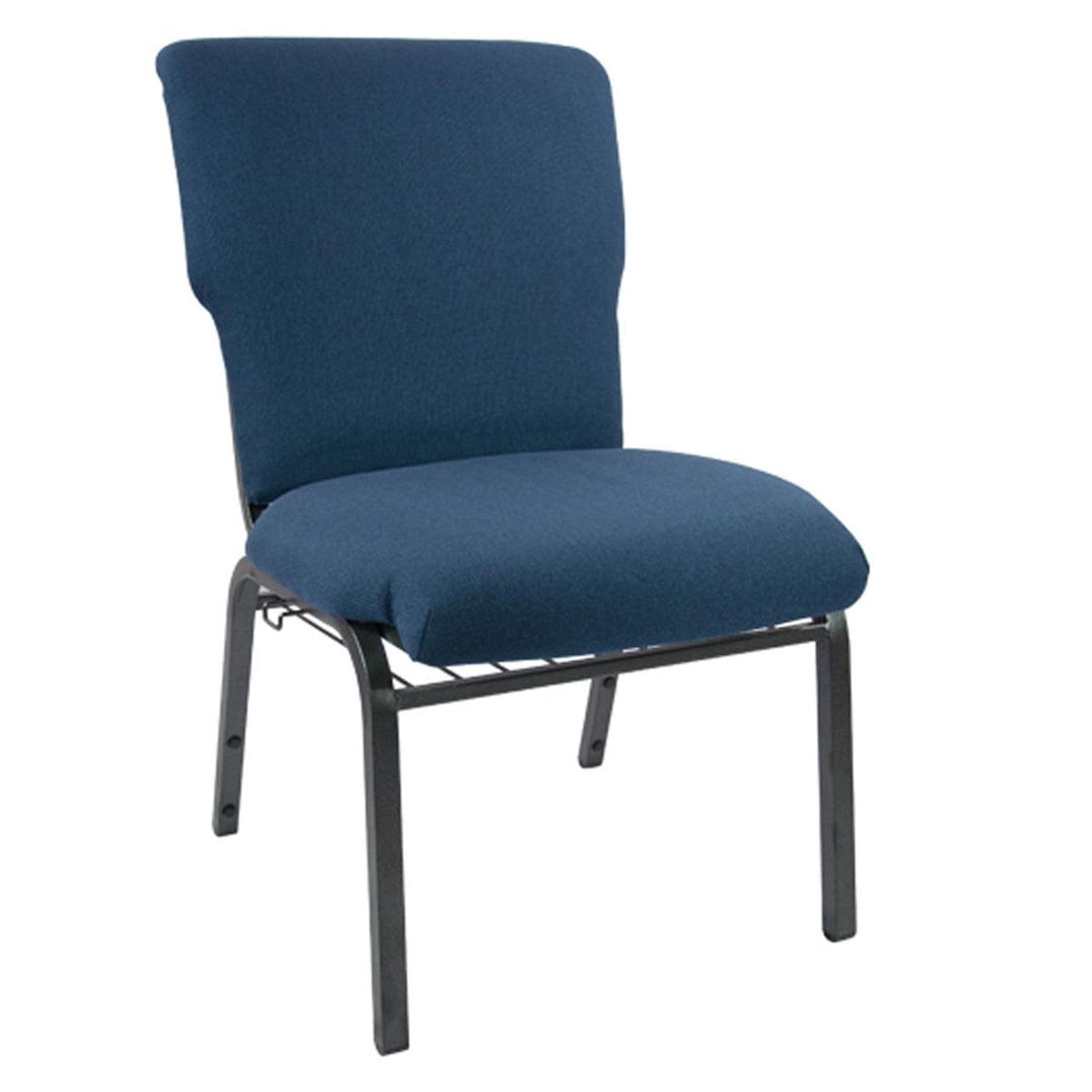 Navy Blue Fabric Stacking Church Chair with Metal Frame