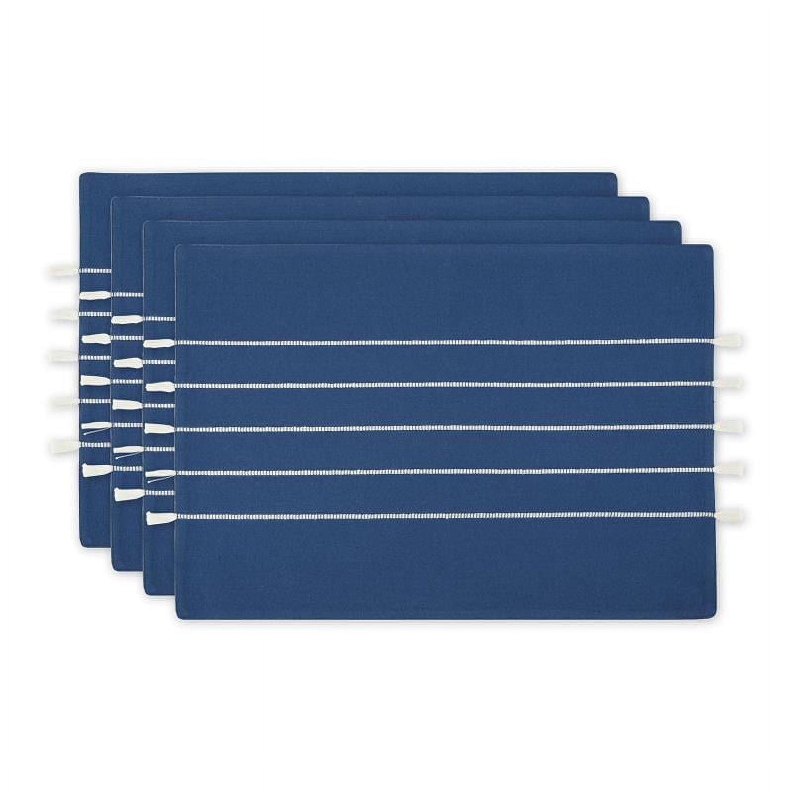 Navy and Off-White Stripe Tassel Placemat (Set of 4)