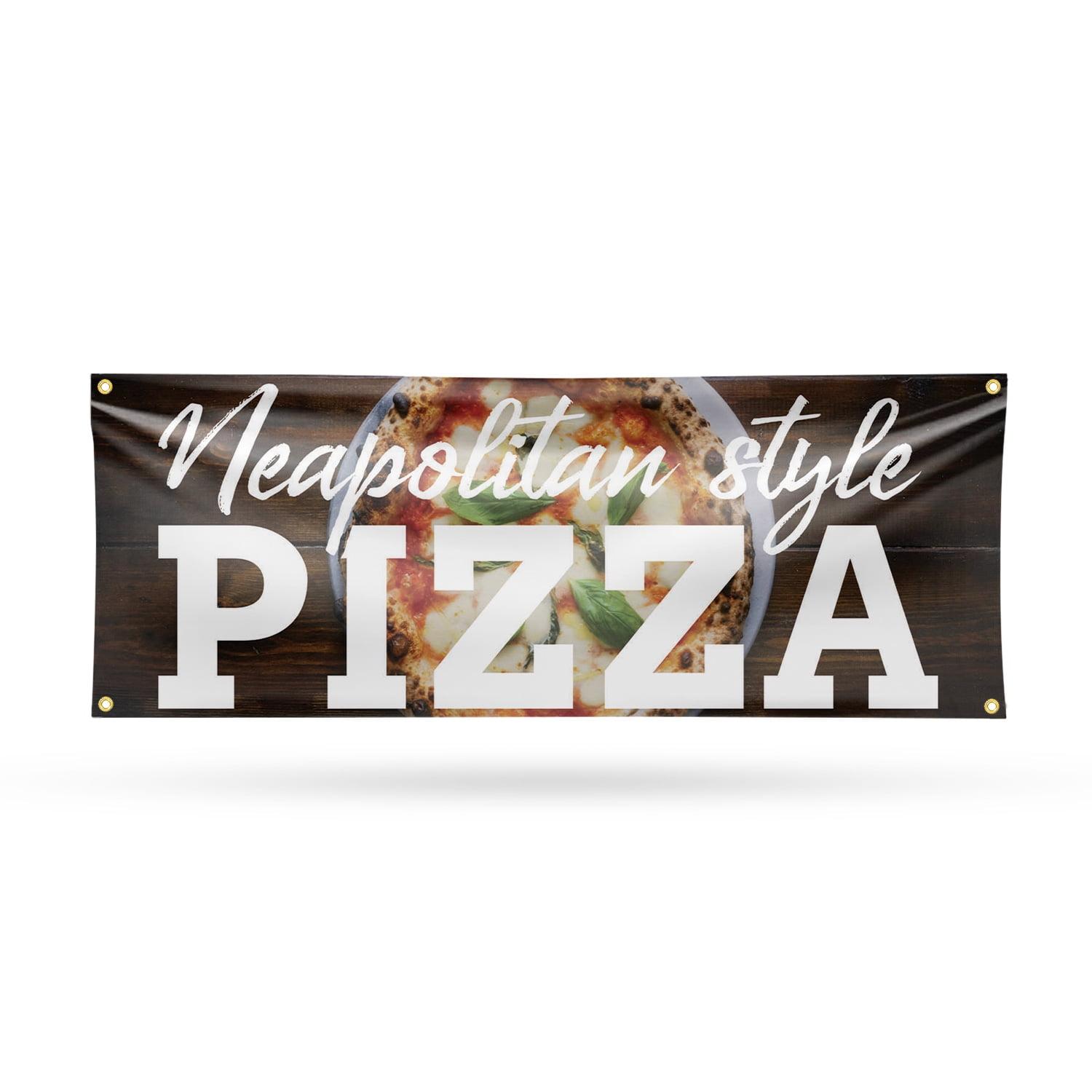 Neapolitan Pizza Banner Sign 18 Inch x 48 Inch | 13 oz Vinyl with Metal Grommets | Heavy-Duty Single-Sided Outdoor Durable Printed High-Quality Weatherproof | Made in the USA