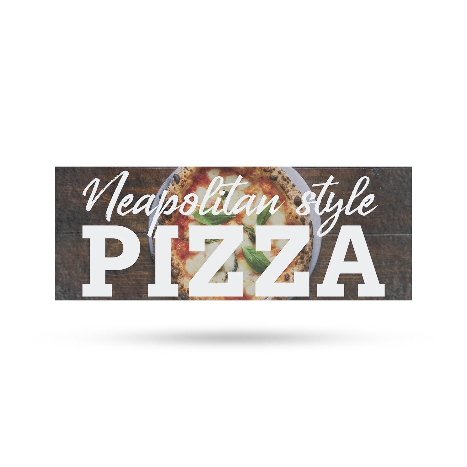 Neapolitan Pizza Banner Sign 18 Inch x 48 Inch | 13 oz Vinyl with Metal Grommets | Heavy-Duty Single-Sided Outdoor Durable Printed High-Quality Weatherproof | Made in the USA