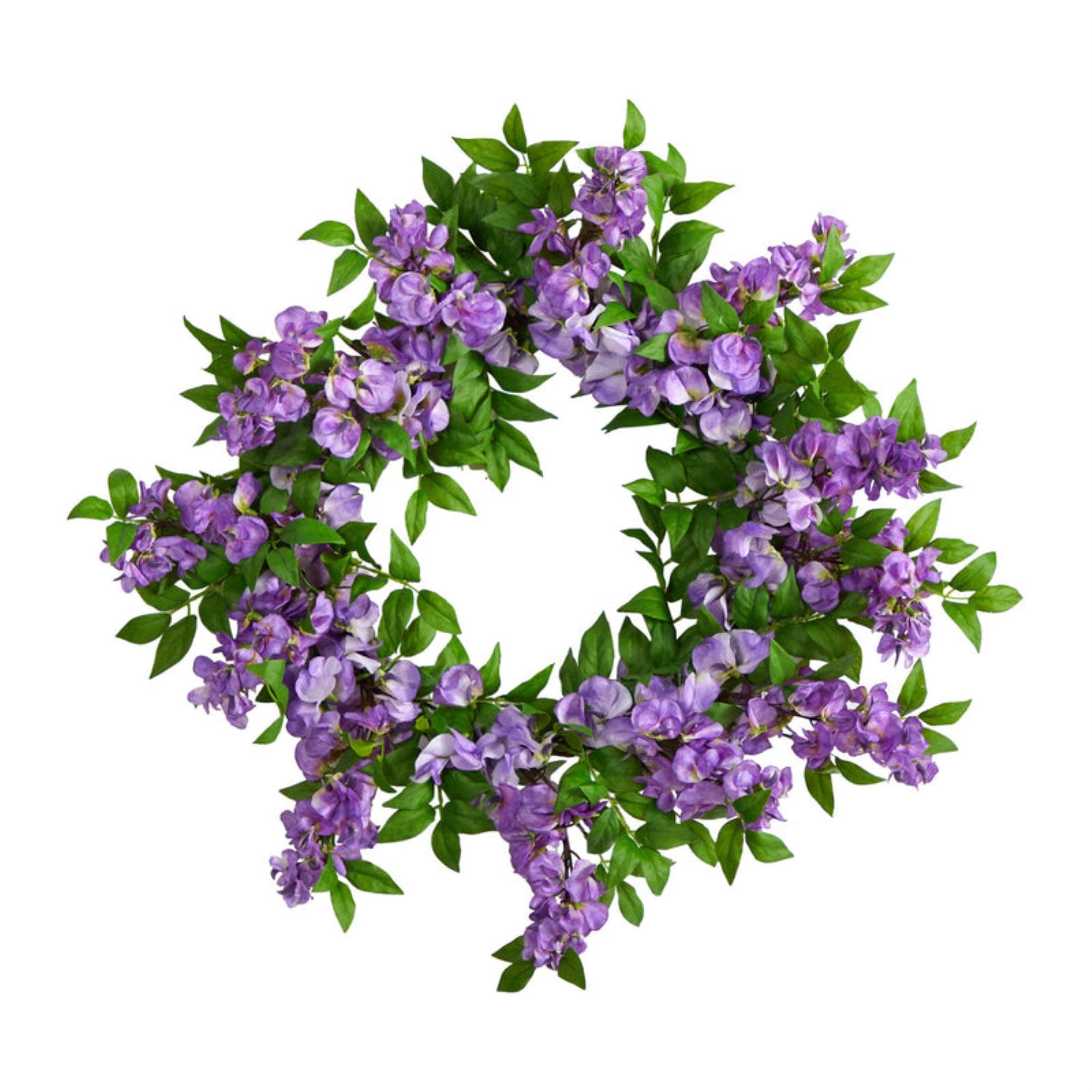 12" Purple Floral and Greenery Artificial Wreath