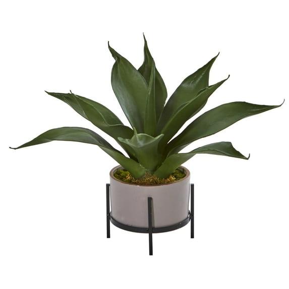 Nearly Natural 14" x 9" Artificial Agave Succulent in Decorative Planter : Indoor Faux Flora Decor