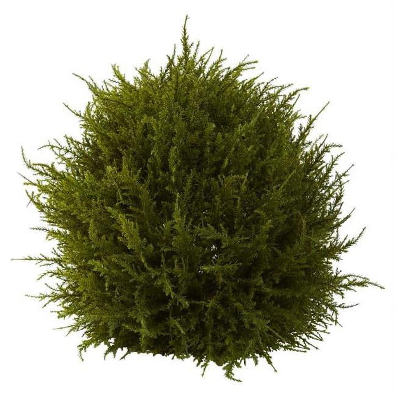 14-Inch Green Plastic Cedar Sphere Topiary