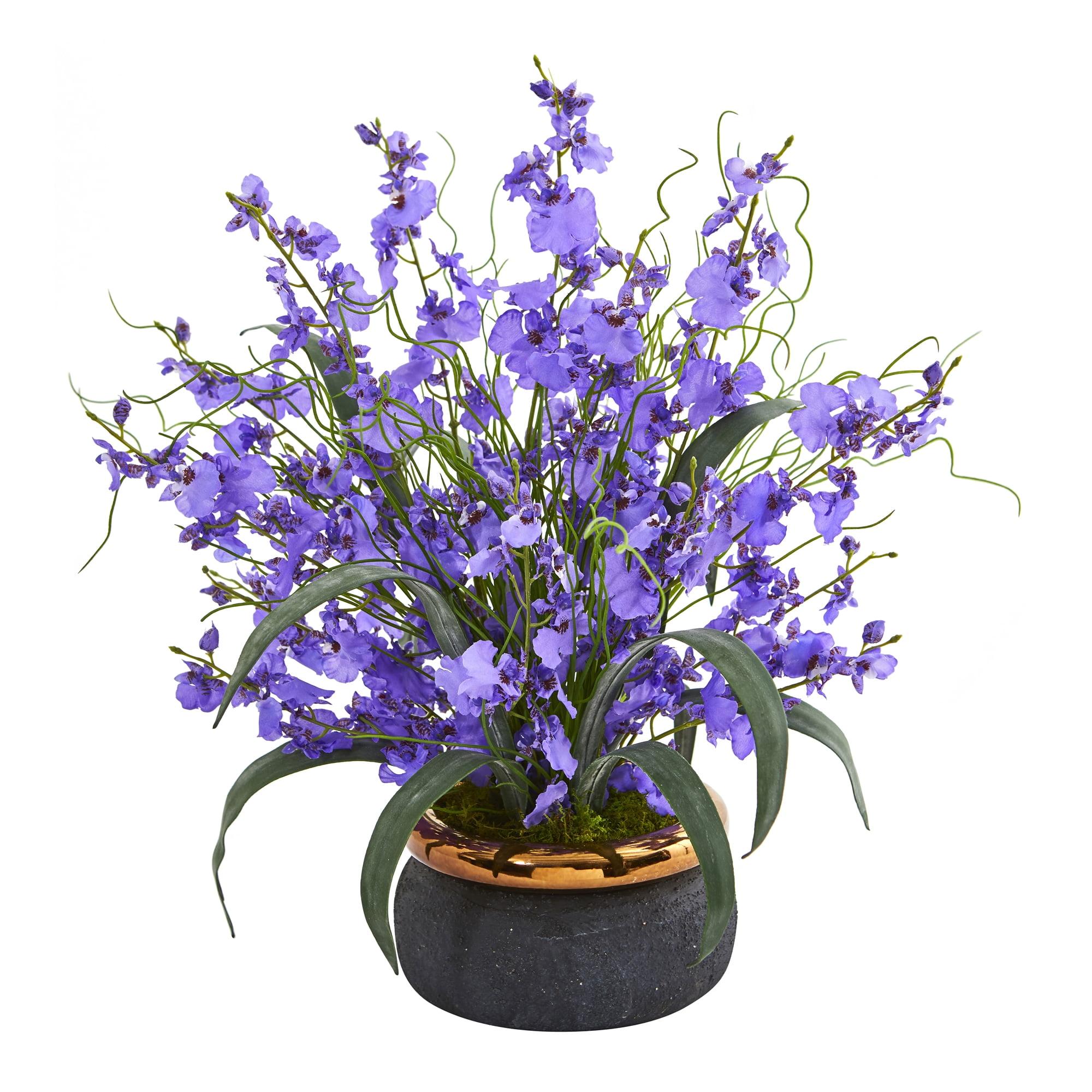 Nearly Natural Dancing Lady Silk Flower Arrangement, Purple