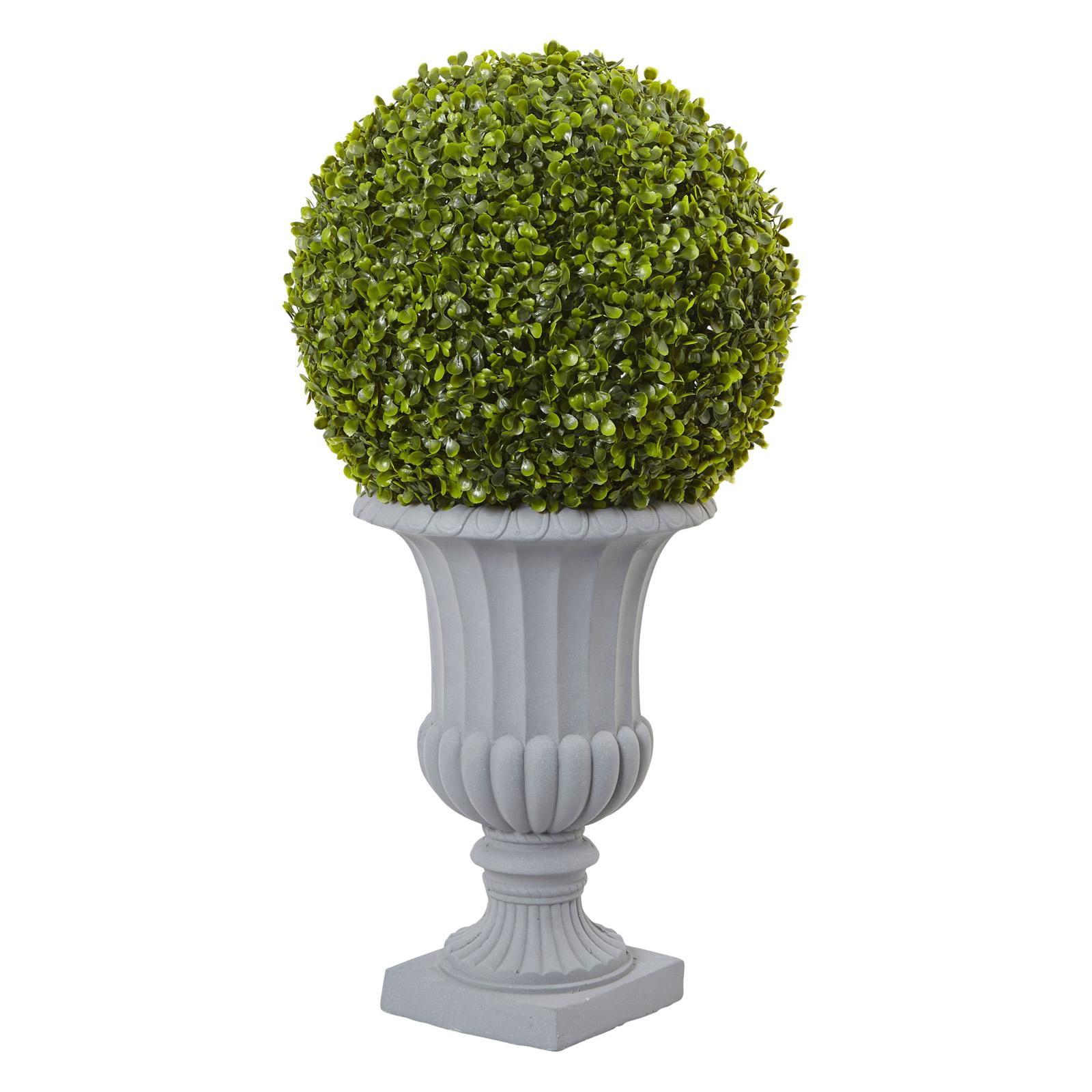 Elegant 30" Silk Boxwood Topiary in Gray Urn for Indoor/Outdoor Decor