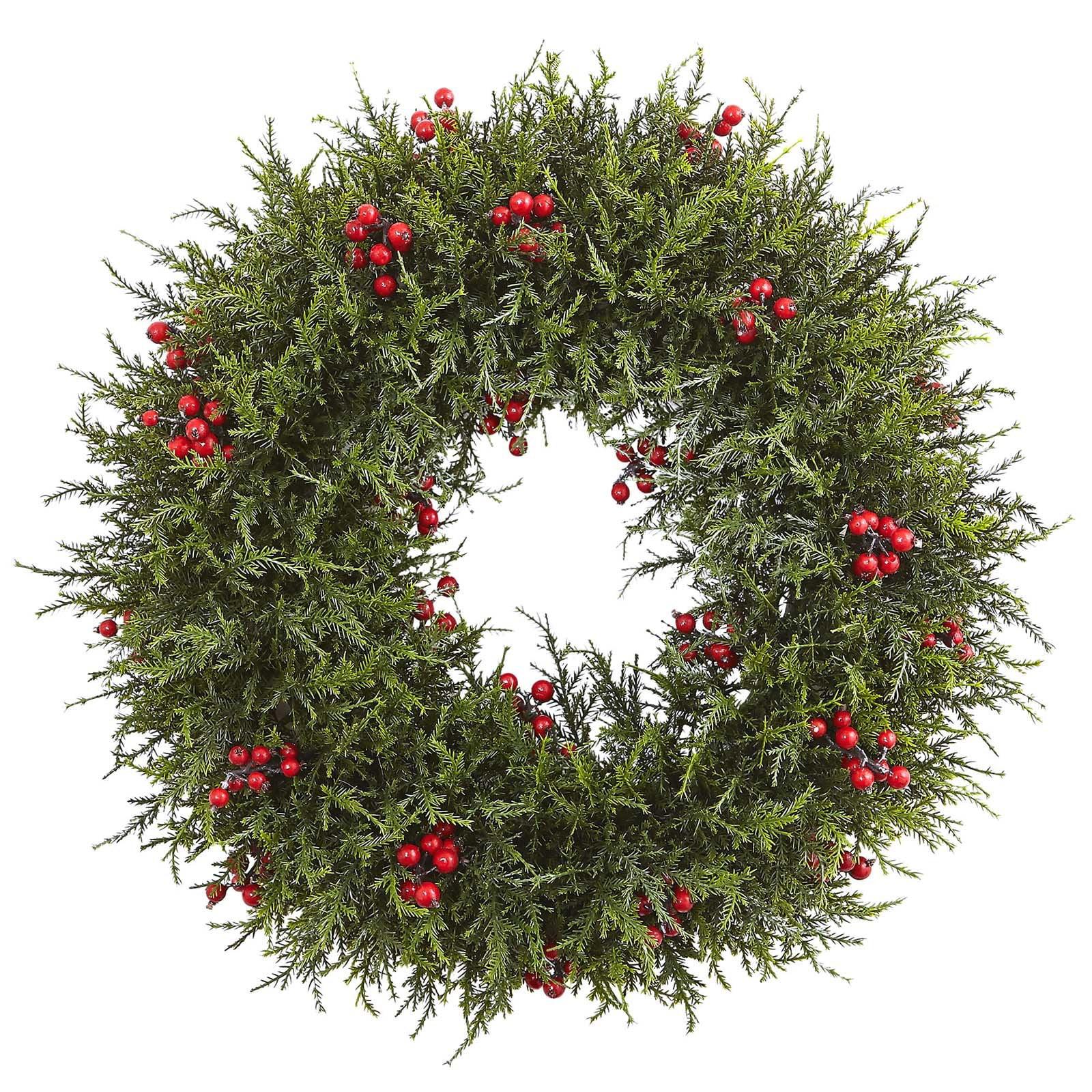 Lush Pine Cedar and Berry 20" Winter Outdoor Wreath