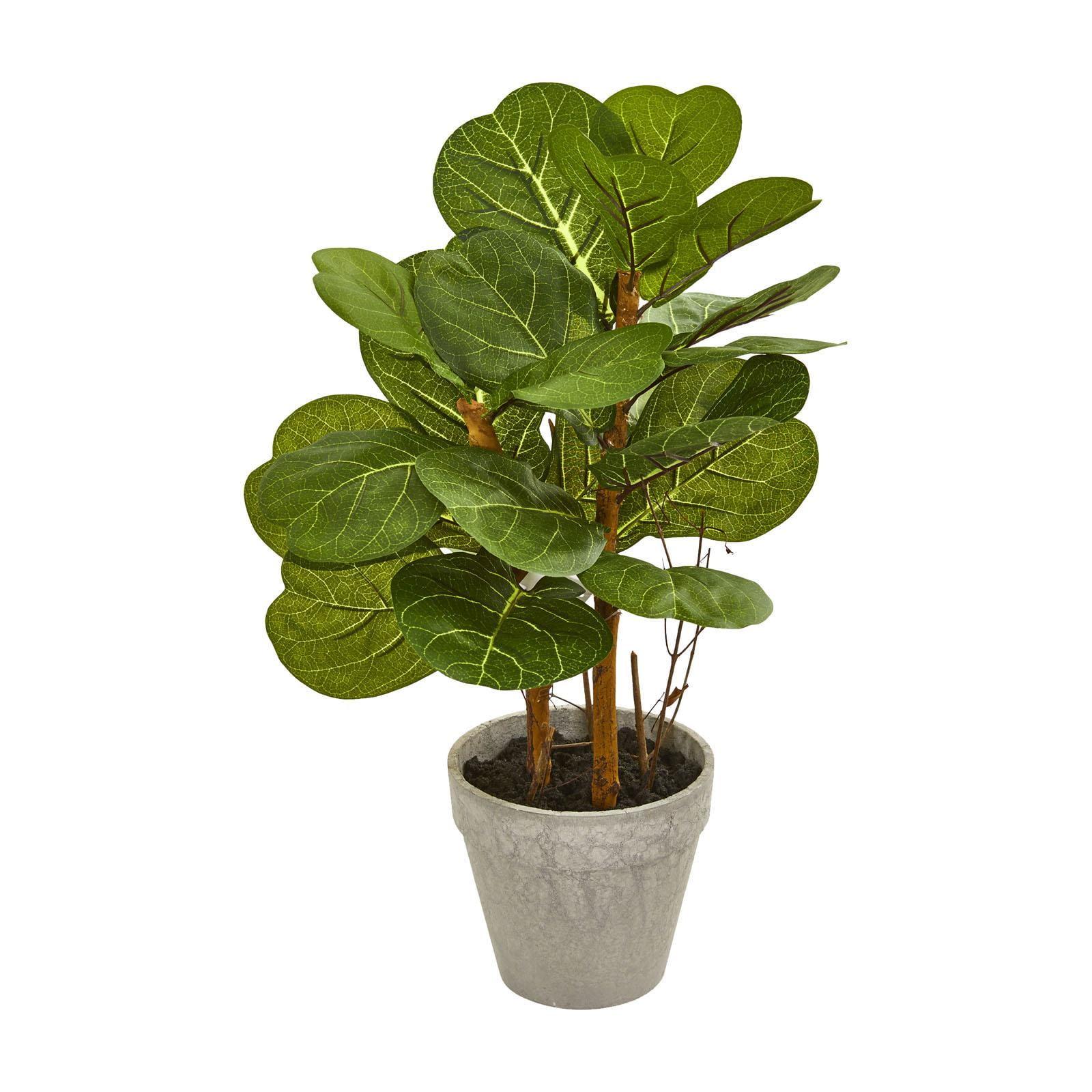 22-Inch Green Plastic Fiddle Leaf Artificial Plant in Pot