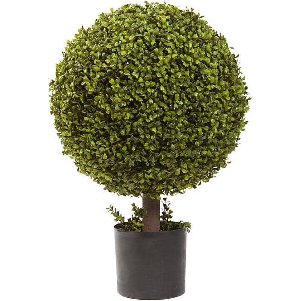 27-Inch Green Plastic Boxwood Ball Topiary with Pot