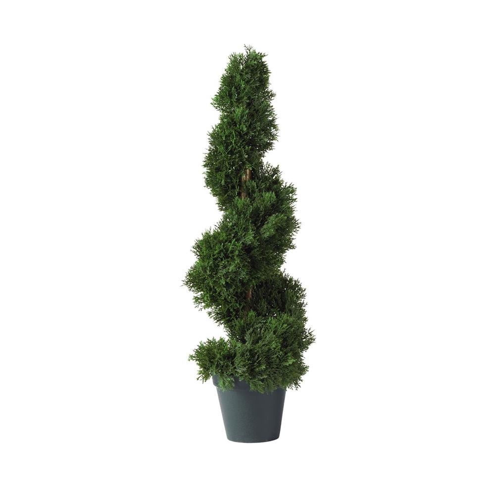 Elegant Spiral Cedar Silk 30" Topiary in Classic Pot