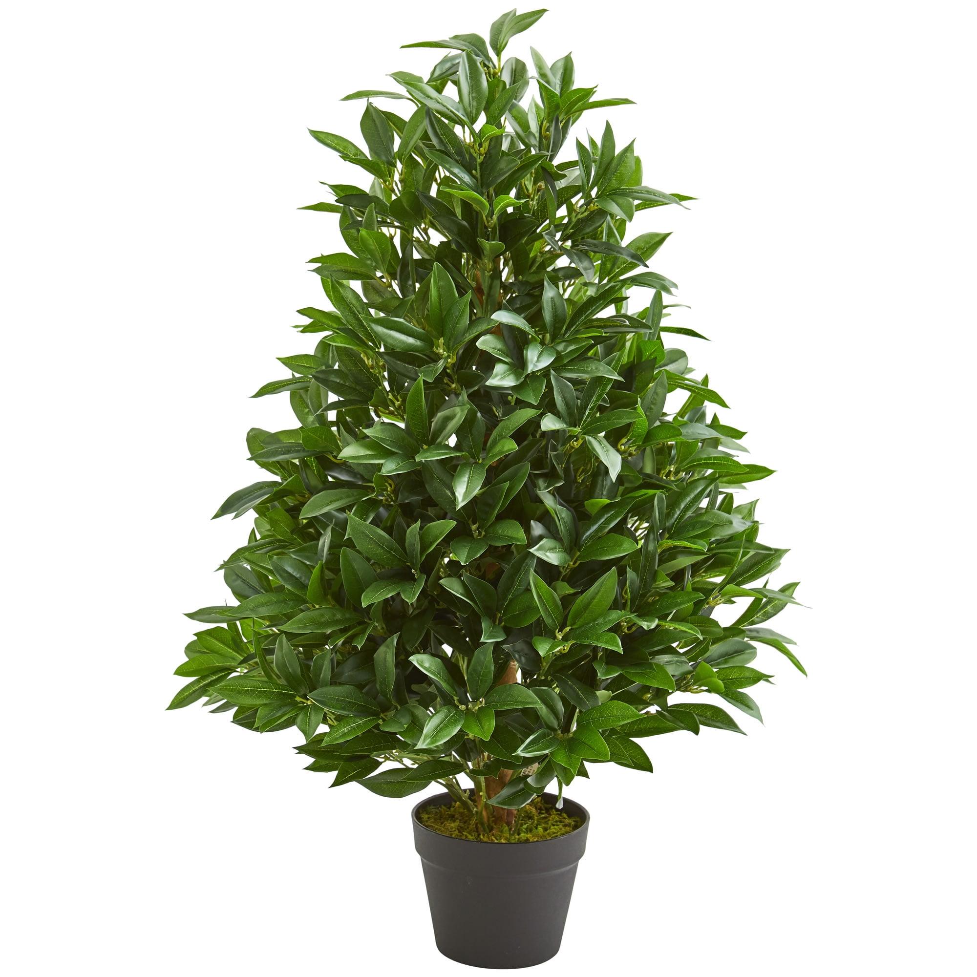 Nearly Natural 3-ft Bay Leaf Artificial Topiary Tree UV Resistant (Indoor/Outdoor)