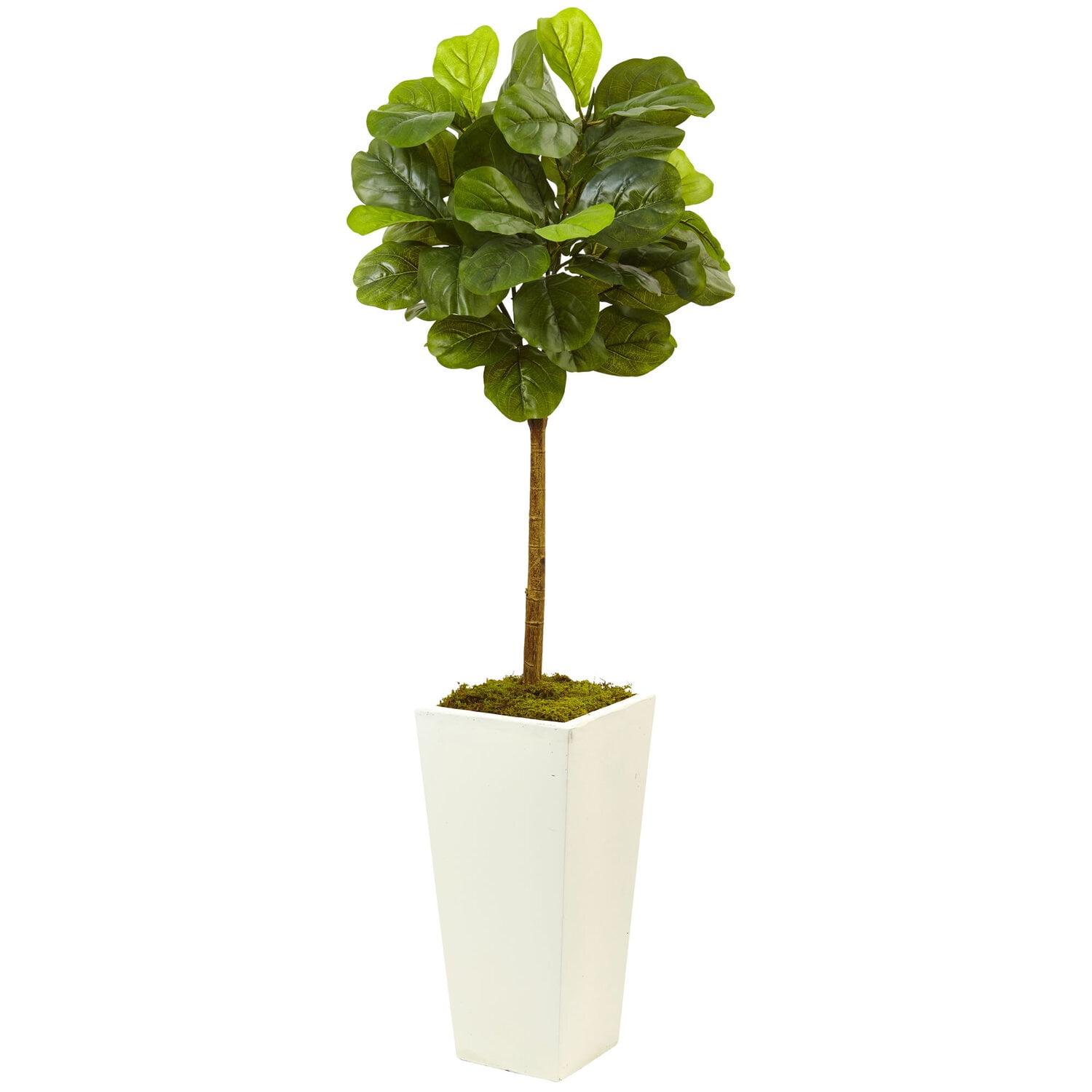 Nearly Natural 4.5ft. Fiddle Leaf Fig in White Planter (Real Touch)