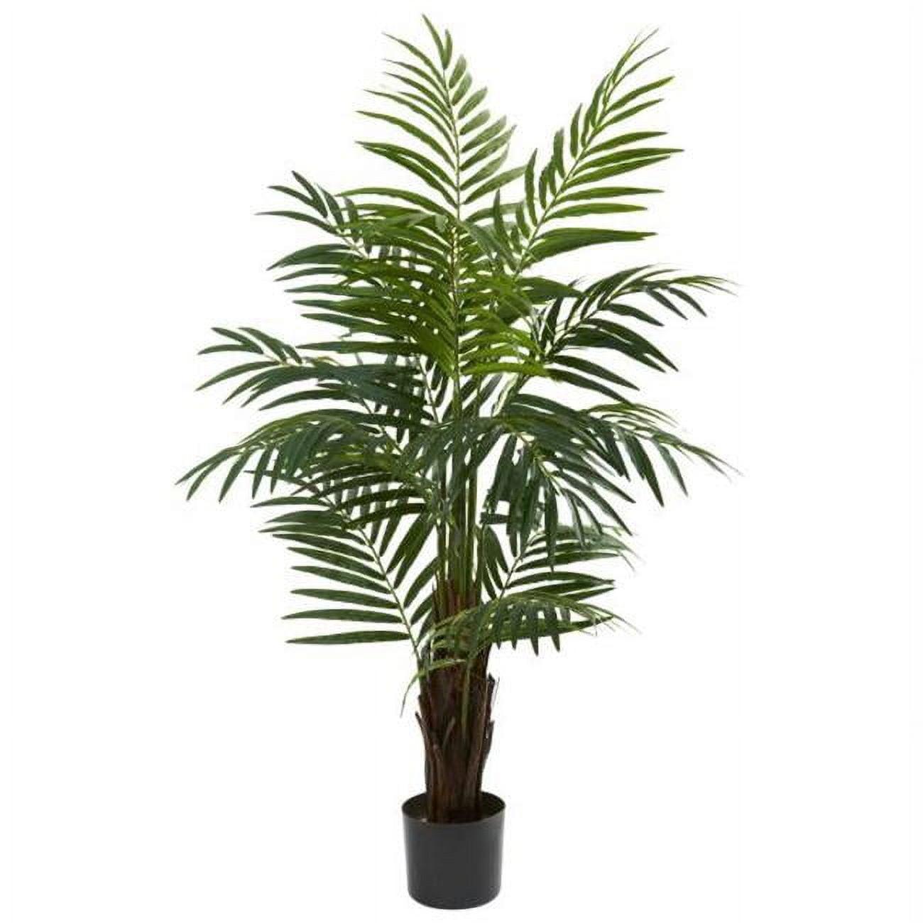 40'' Green Silk and Plastic Potted Areca Palm Floor Plant