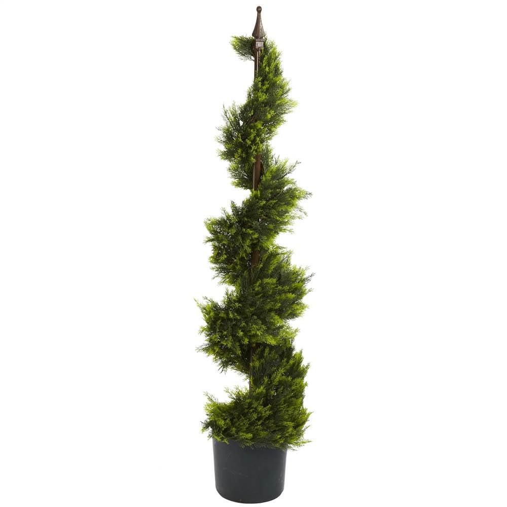 Nearly Natural 4' Green Cypress Spiral Silk Tree