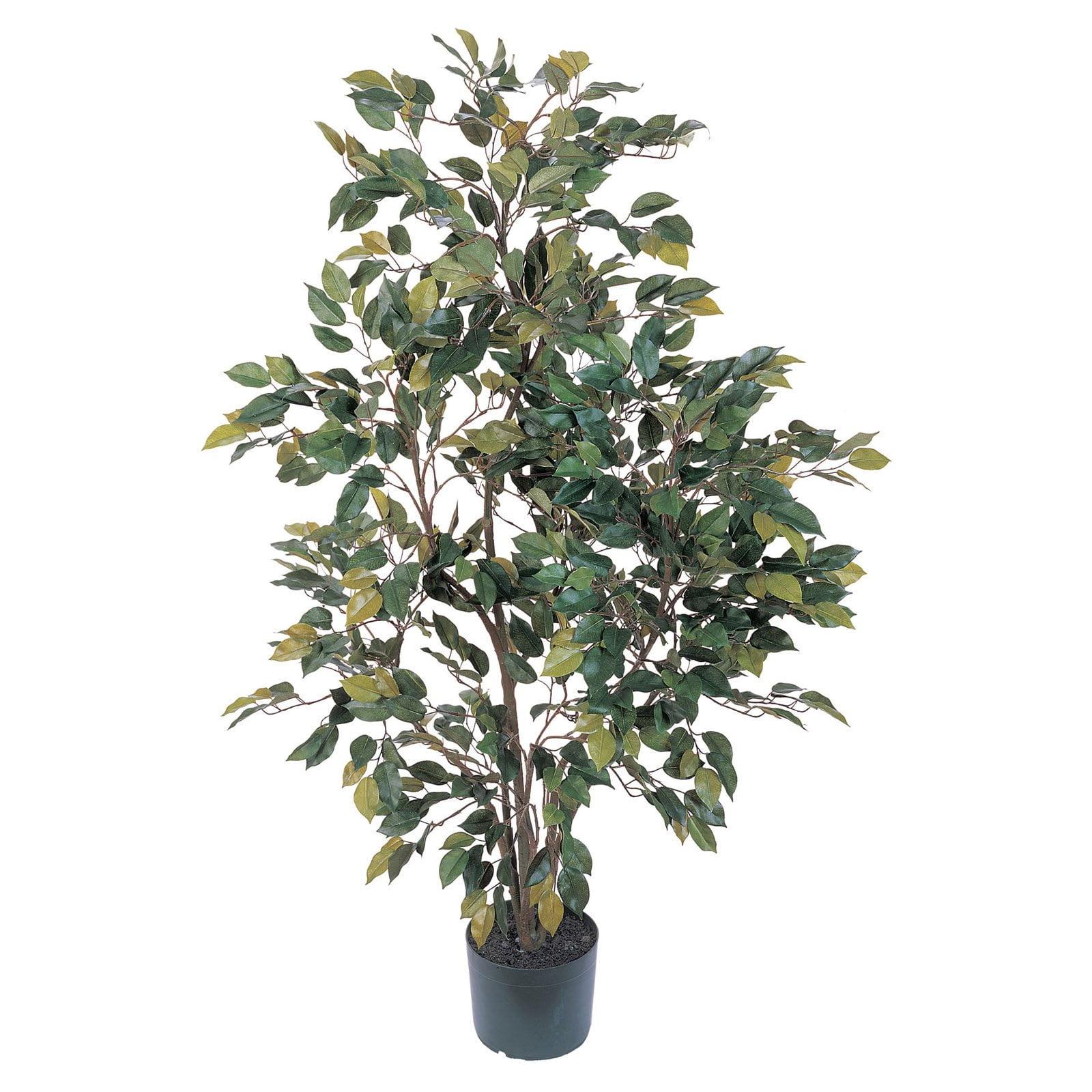 Lush Green Ficus 4ft Silk Floor Plant in Pot with Matted Moss