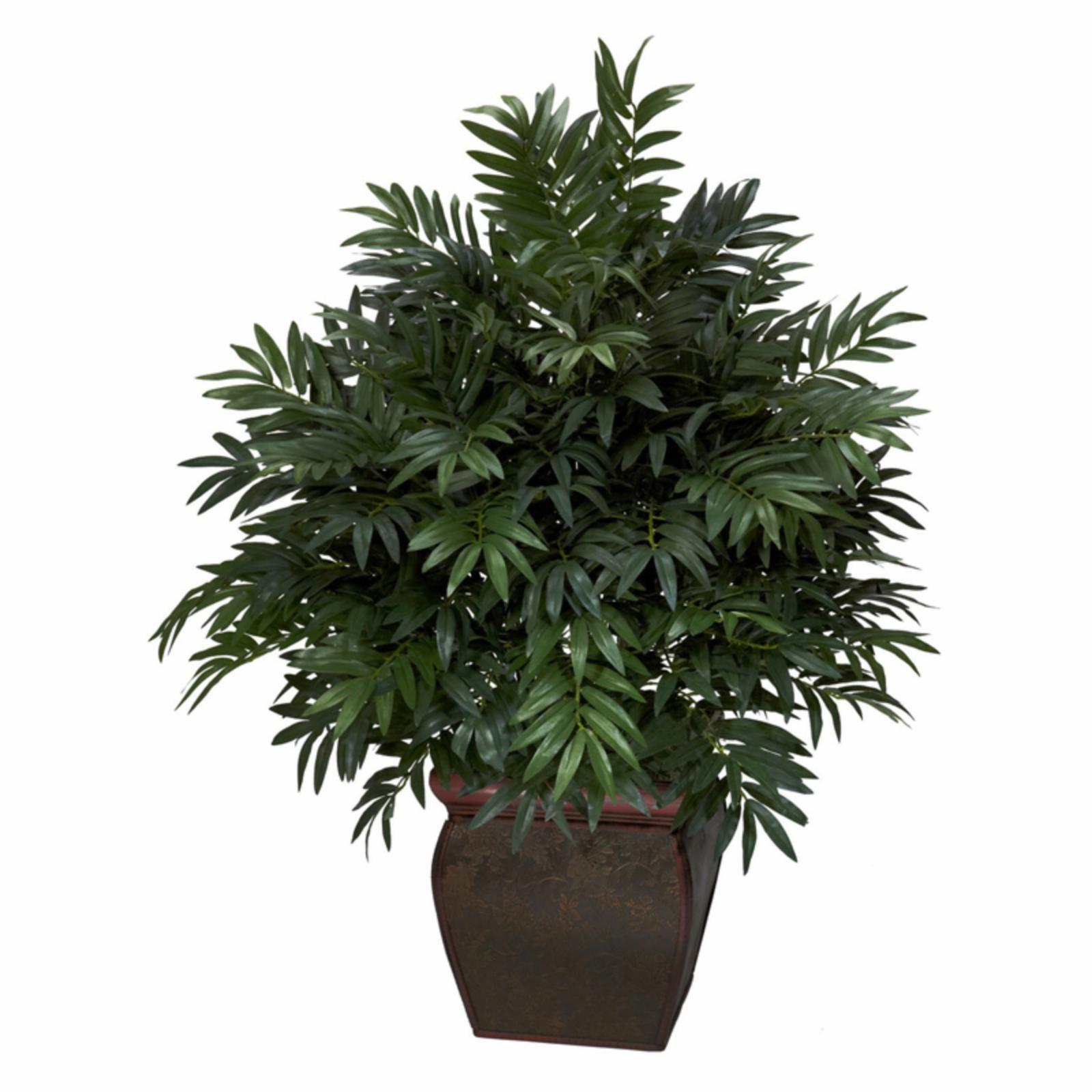 Lush Jungle Triple Bamboo Palm in Elegant Planter, 42" Silk Plant