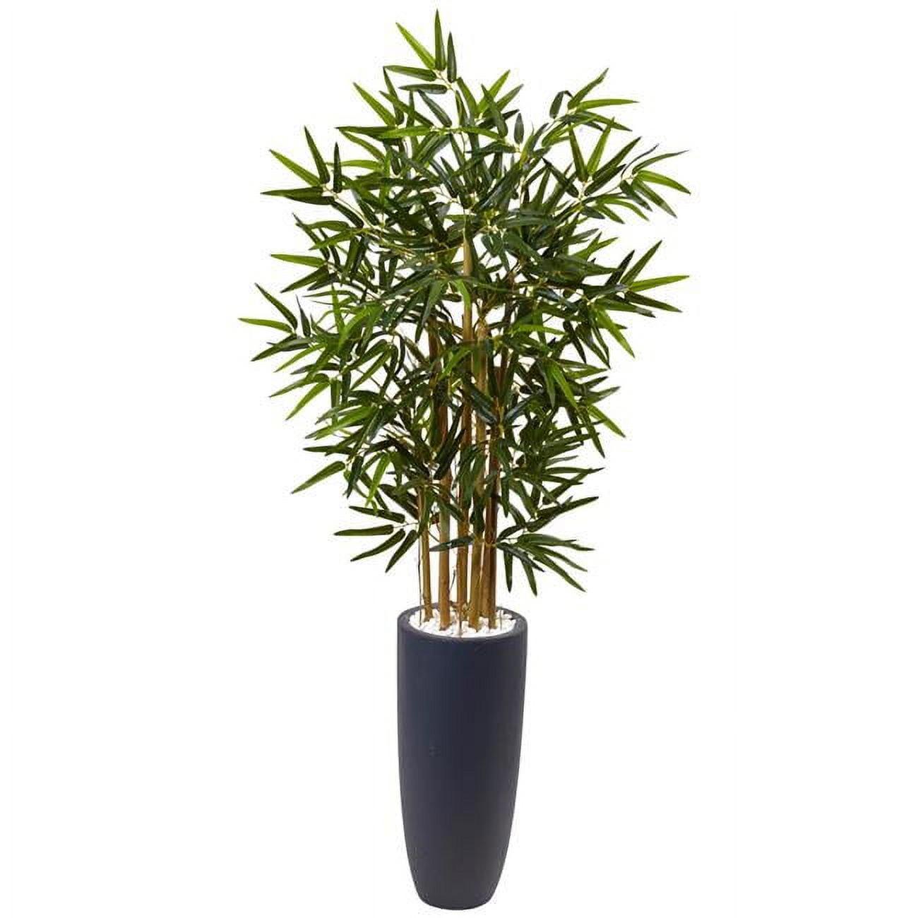 Lifelike Bamboo Silk Tree in Modern Gray Planter, 50"