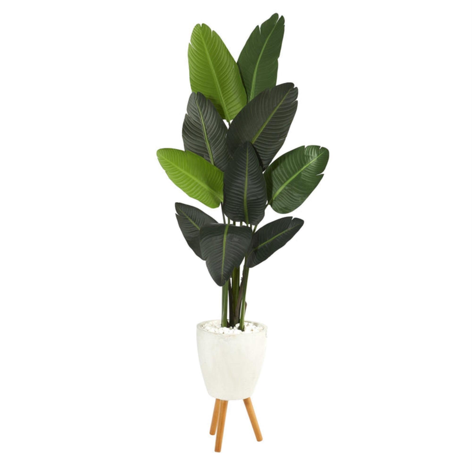 Nearly Natural 4-ft Fiddle Leaf Fig Artificial Tree in Metal Planter with Faux Moss