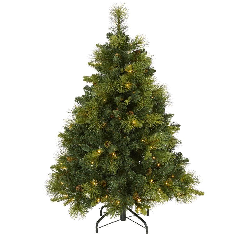 Nearly Natural 4’ North Carolina Mixed Pine Prelit LED Artificial Christmas Tree with Pinecones