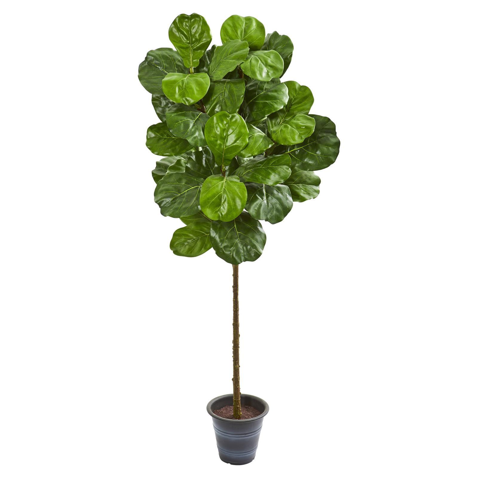 Elegant Silk Fiddle Leaf Fig Tree in Decorative Planter, 64.5" Tall