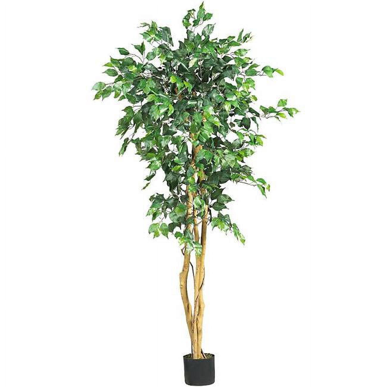 63" Silk Green Potted Outdoor Ficus Floor Plant