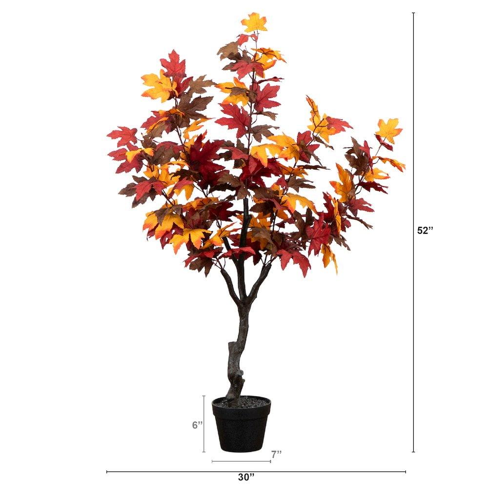 52'' Autumn Maple Artificial Tree with Bendable Branches in Pot