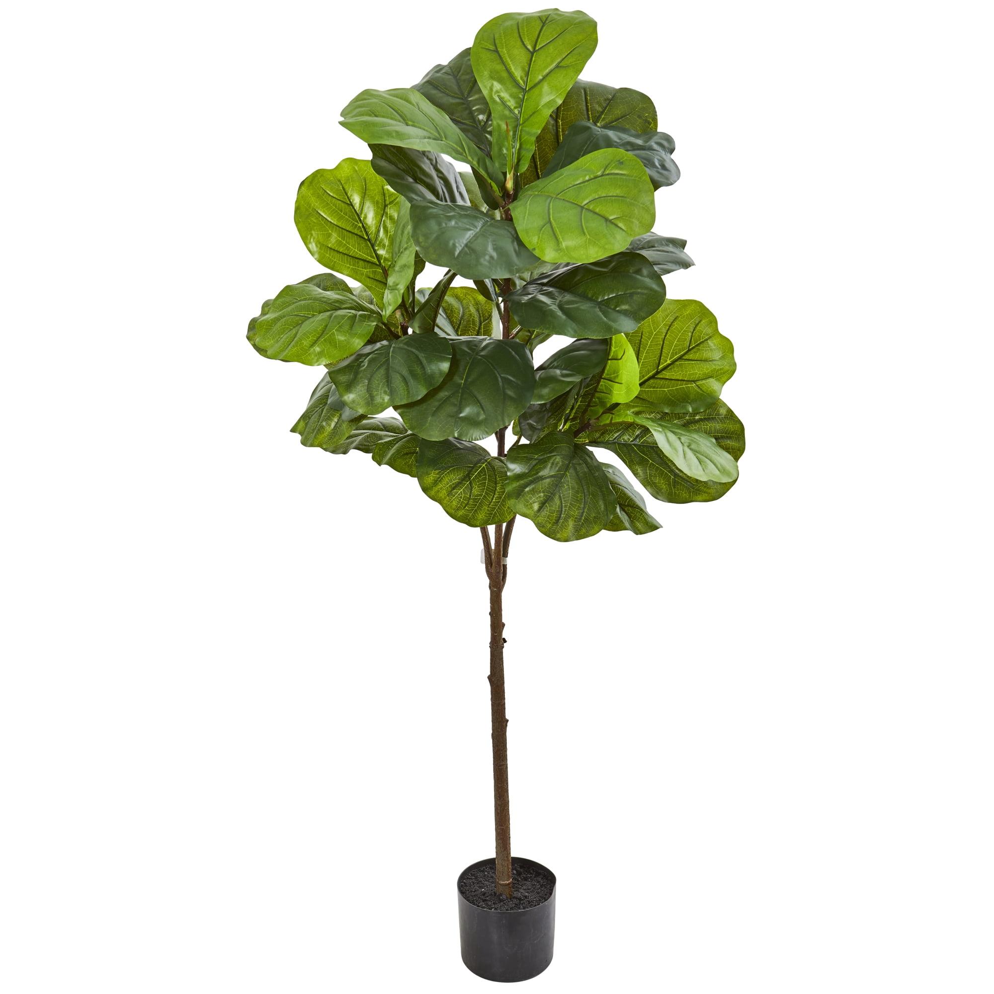 Gracie Oaks Fig 54'' Faux Fiddle Leaf Fig Tree in Stone Pot