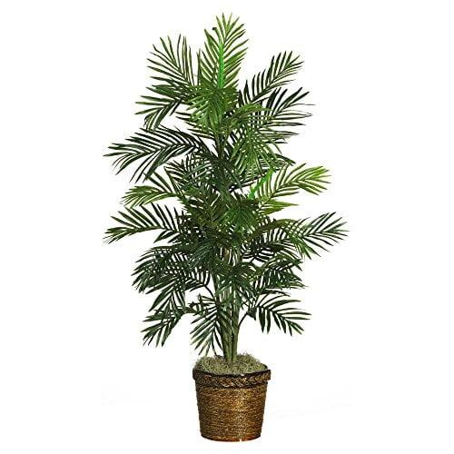 56" Green Silk Areca Palm Tree in Wicker Basket