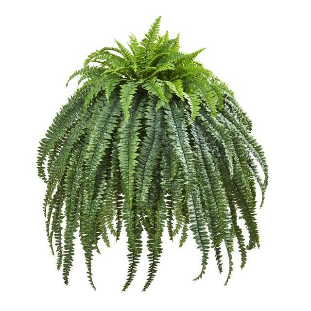 Nearly Natural 56-in Giant Boston Fern Artificial Plant in Cement Bowl