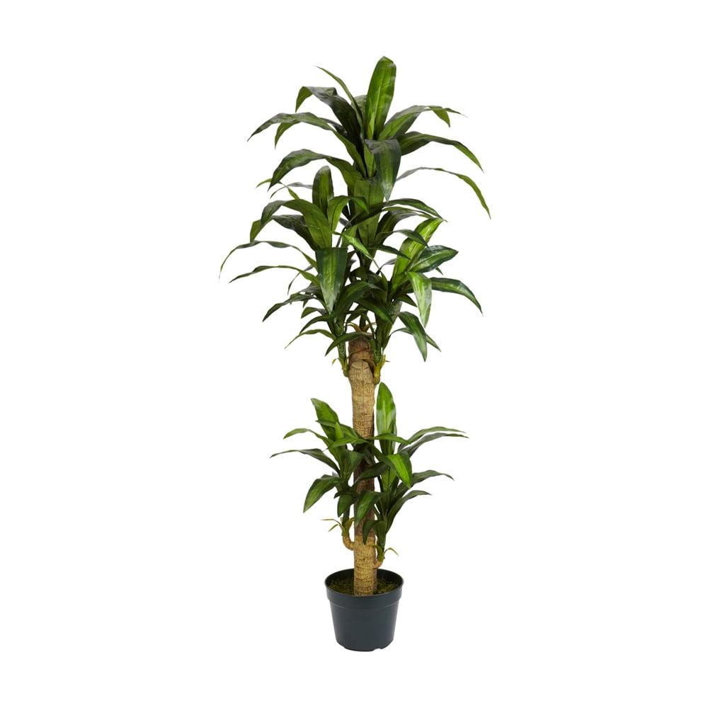 Nearly Natural 5-ft Green Silk Yucca Plant in Black Planter