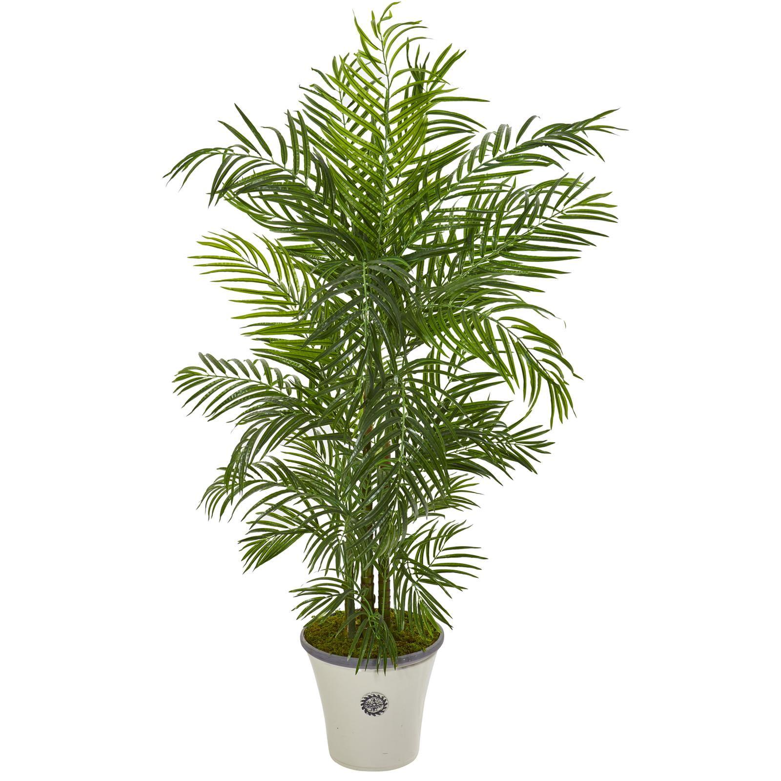 Tropical Elegance 6ft Silk Areca Palm in Off-White Planter