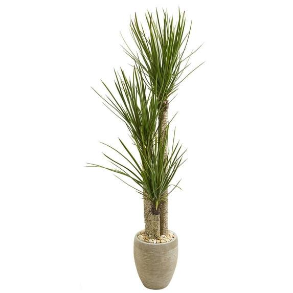 Nearly Natural 64-in Yucca Artificial Tree in Sand Colored Planter
