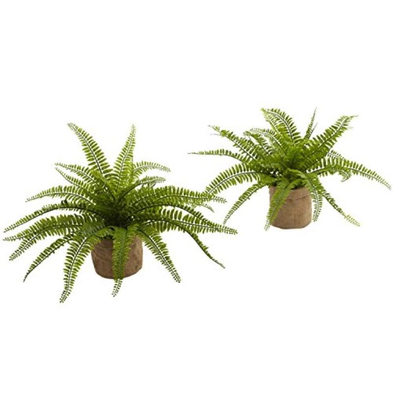 Subtle Elegance 18" Potted Fern in Natural Burlap Planter