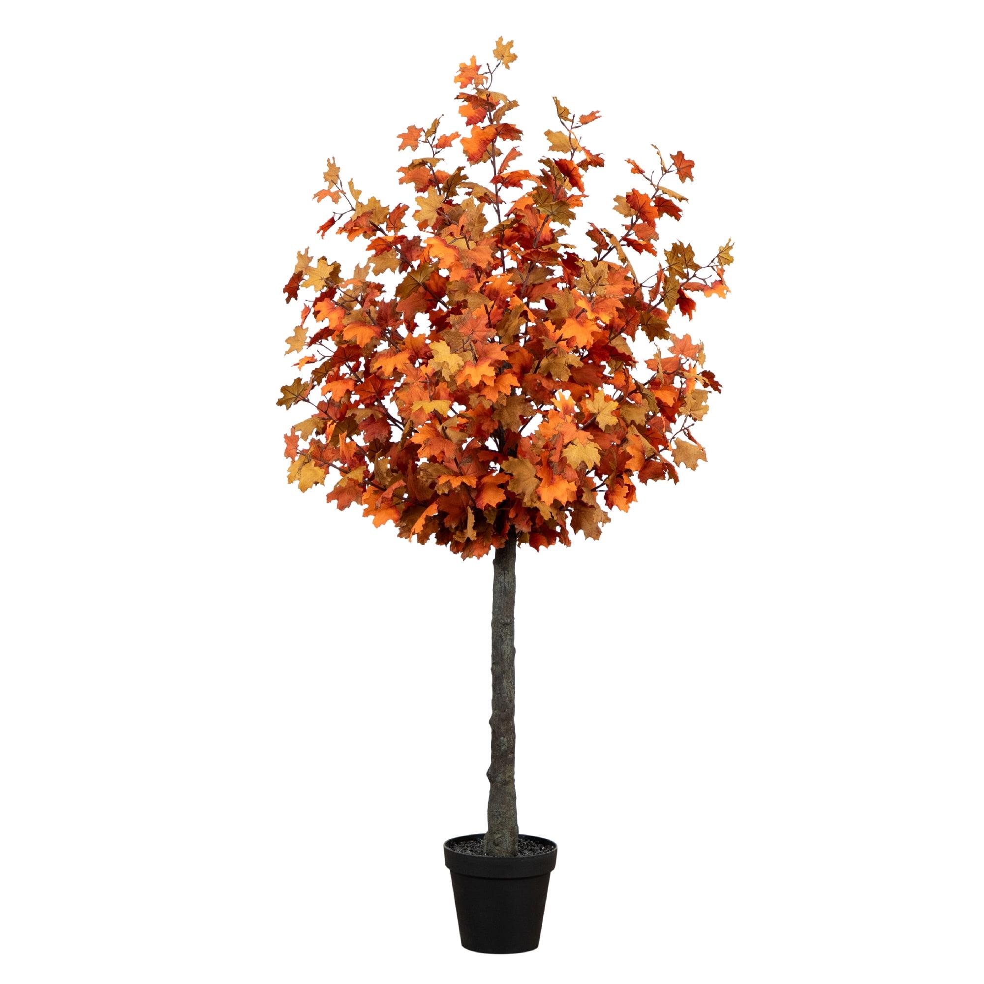 6ft Autumn Maple Artificial Fall Tree in Black Pot