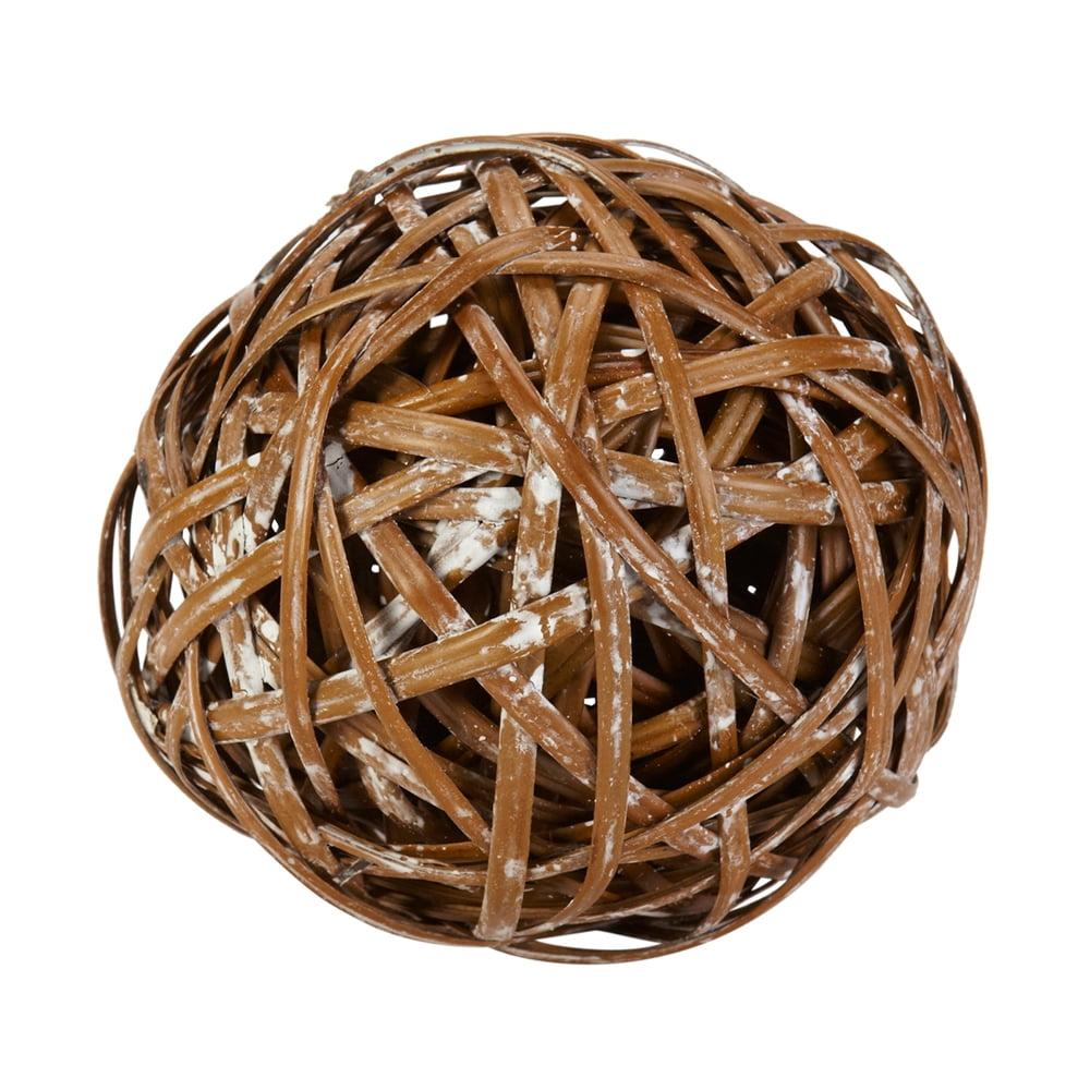 Brown Wicker Decorative Balls Set for Tabletop Display