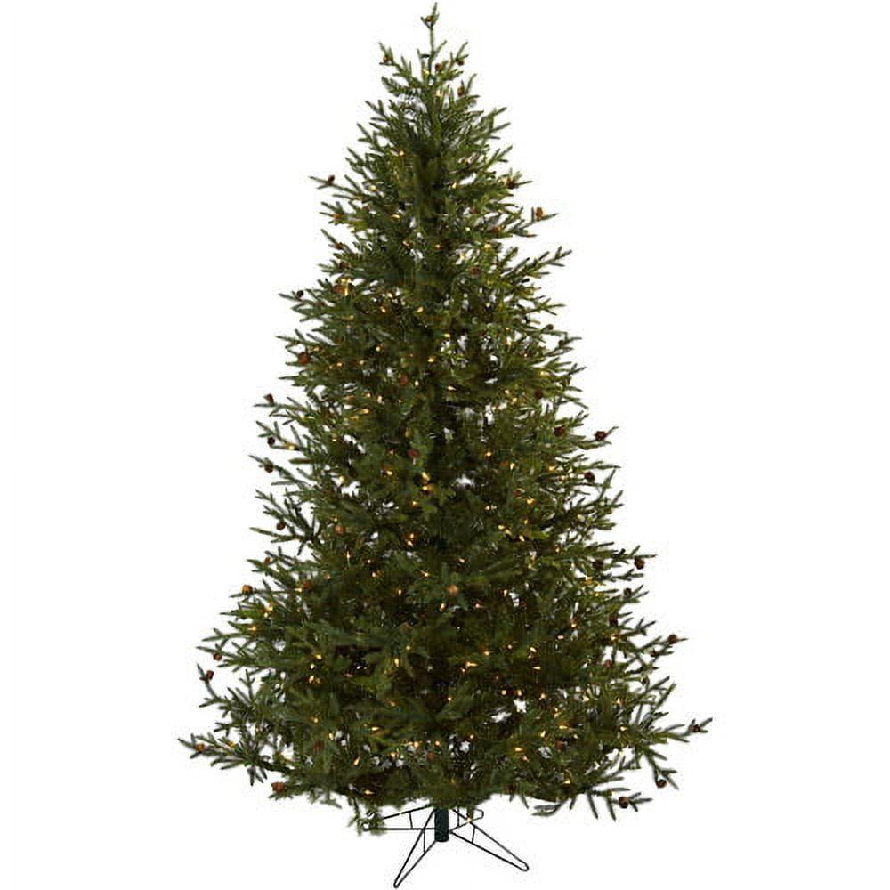 Nearly Natural 7.5' Pre-Lit Pine Christmas Tree with Pine Cones