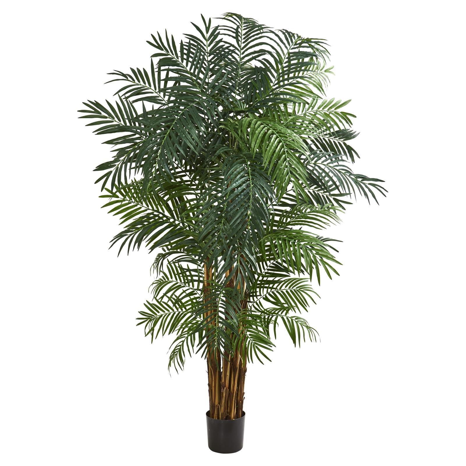 Tropical Elegance 83.9" Light Green and Coffee Potted Areca Palm with Lights