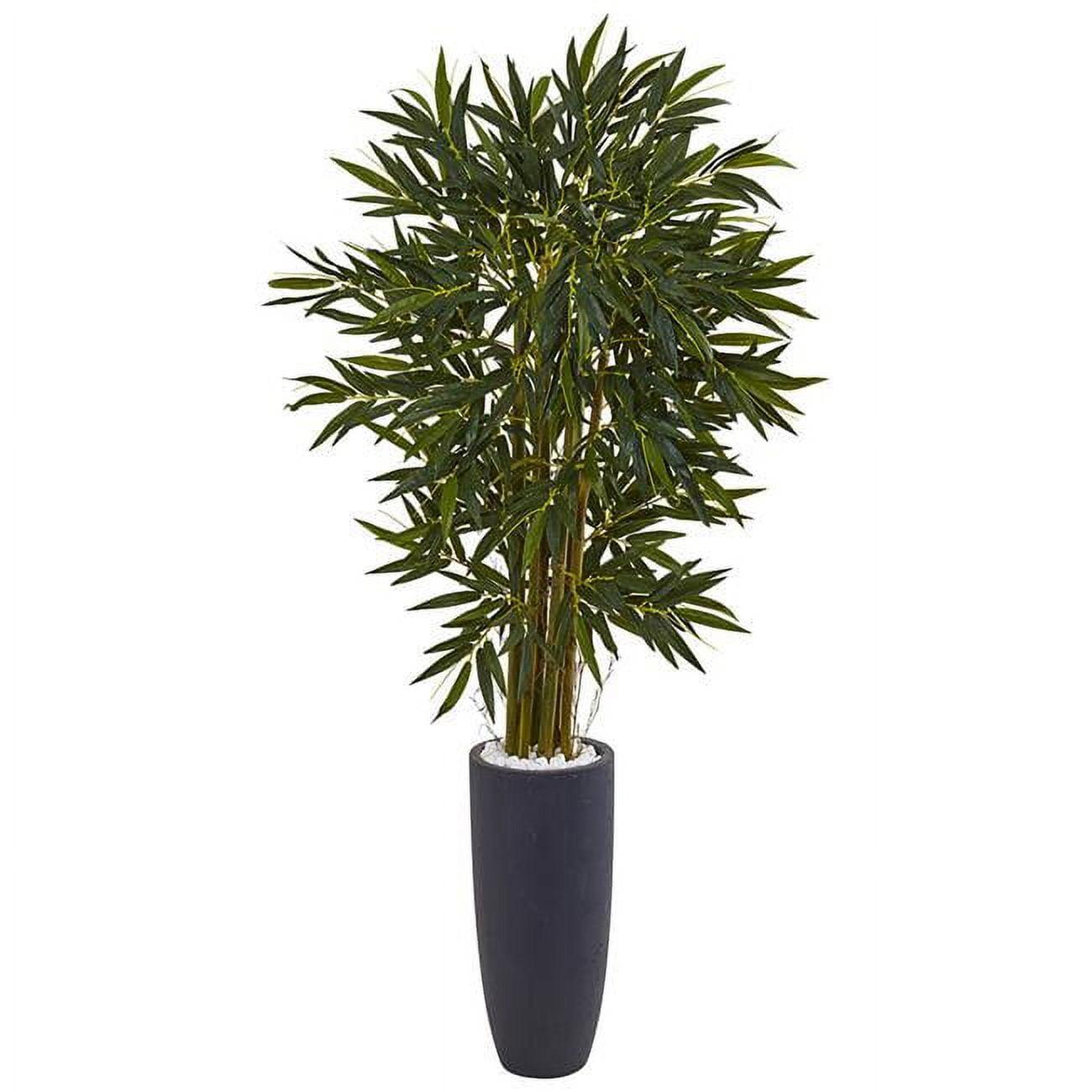 Nearly Natural 78" Green Bamboo Tree in Gray Planter