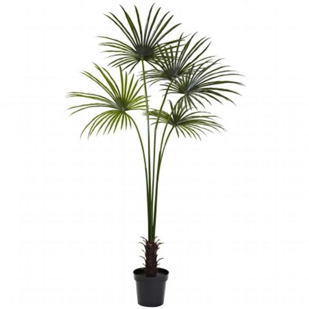 Tropical Majesty 7ft UV Resistant Silk Fan Palm Tree in Decorative Pot