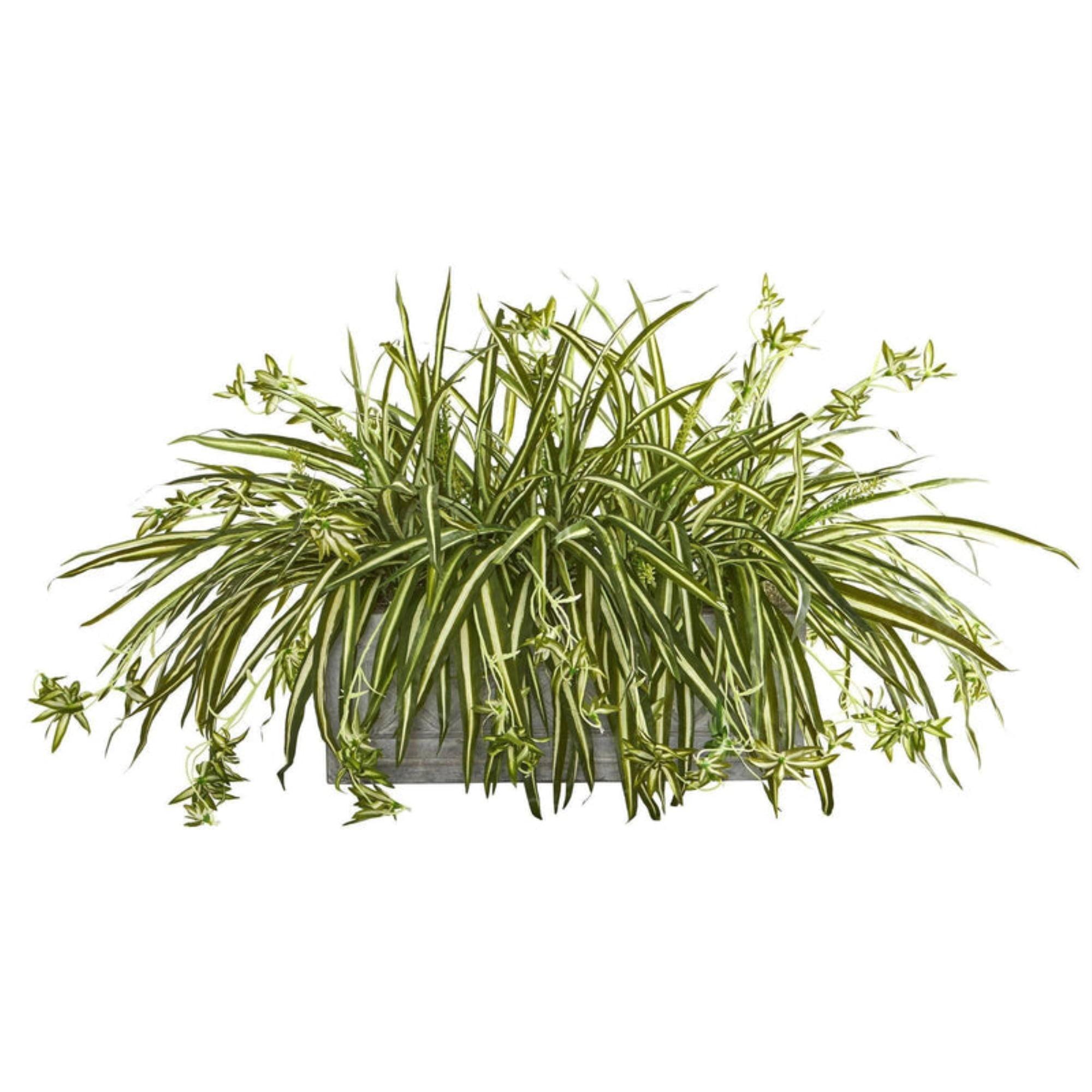 Nearly Natural 8062 Spider Plant Artificial Plant in Stone Planter