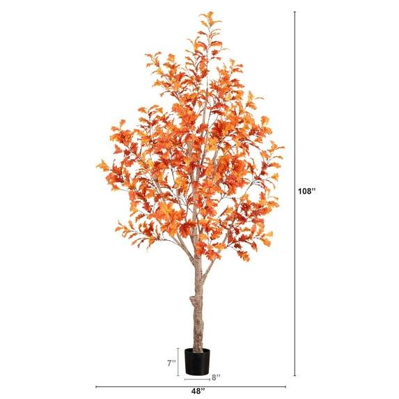 Nearly Natural 9-ft Autumn Oak Artificial Fall Tree