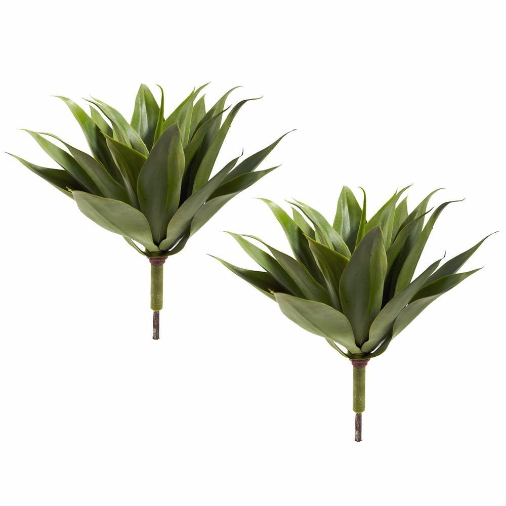 Nearly Natural 17" Agave Succulent Plant (Set of 2): Indoor Faux Flora, Iron & Plastic Material